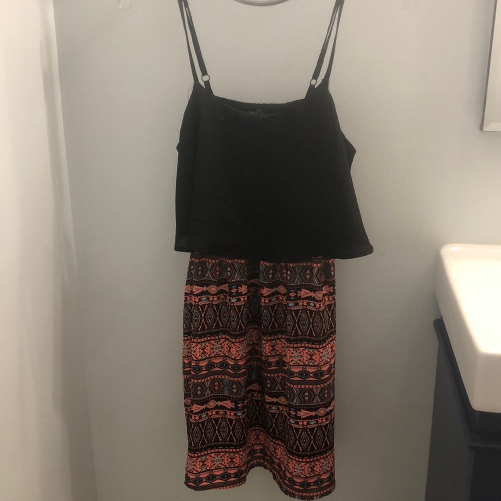 Neon and black spaghetti strap dress